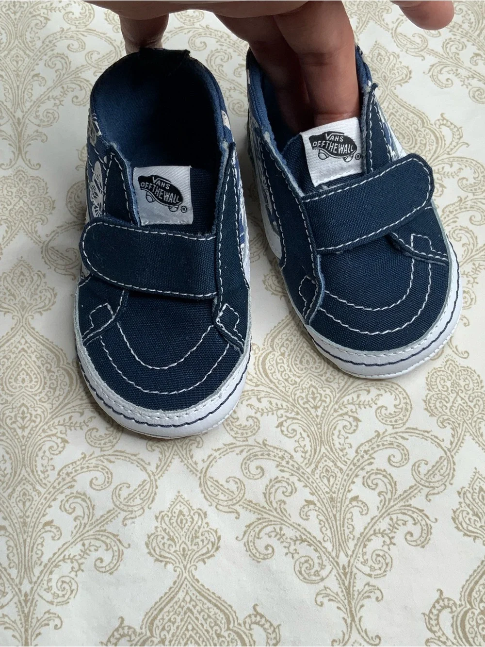 Infant Vans Sk8-Hi Crib Shoes Size 4.0 Navy Butterfly